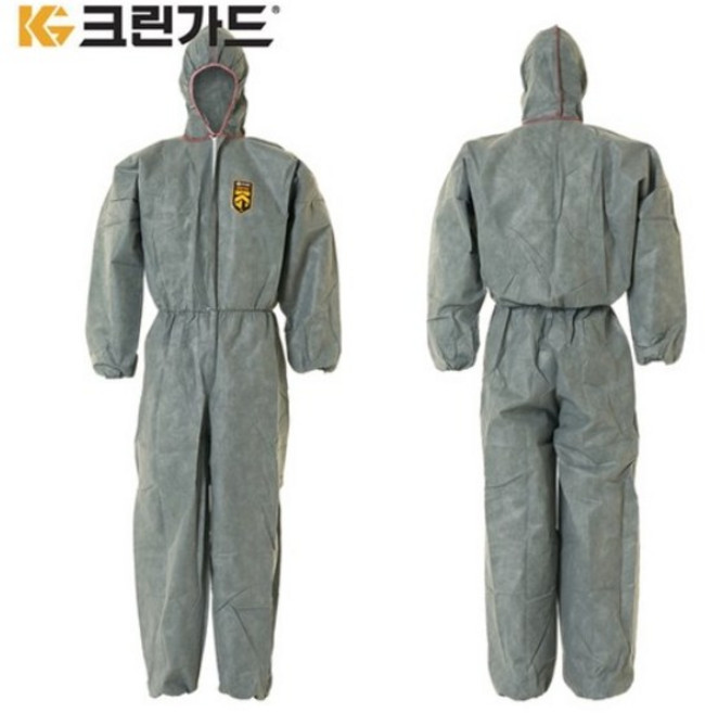 유한킴벌리 크린가드 A20 보호복/방진복/작업복/방역복 1박스(24벌), 그레이, 회색 원피스 - 특대형(XL)  43025, 24개