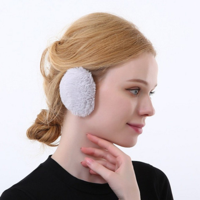 예삐스토어 분리형 귀마개 페이크 퍼 끈없는 귀마개 똑딱이 토끼털 딱풀이, 1개, 그레이