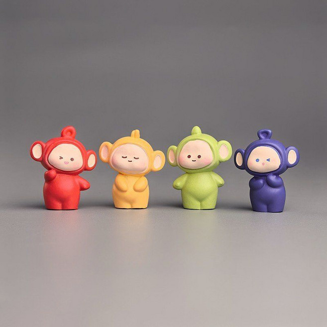 텔레토비 안테나 애니매이션 캐릭터 4종 세트 자동차 미니 장식 인형 차량용 피규어, A. 4종 세트