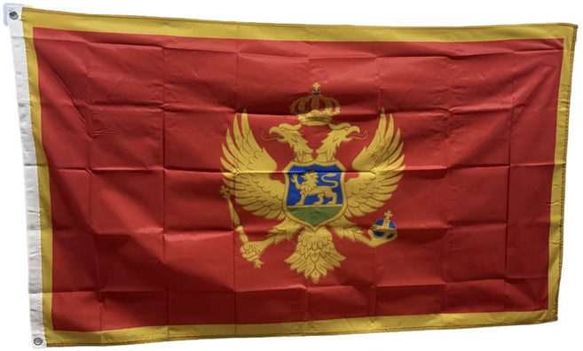 몬테네그로 폴리에스터깃발 Republic of Montenegro flag 90x150cm 구리고리 이중스티치, 1개, RED+YELLOW