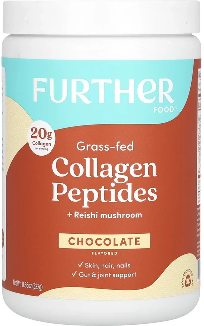 몸관리하세요 겨울입니다 Further Food 목초 사육 콜라겐 펩타이드 + 영지버섯 초콜릿 맛 322g(11.36oz) 특별관리진행, FurtherFood목초사육콜라겐펩타이드영지버섯초콜릿맛, 322g, 1개 - 쿠팡