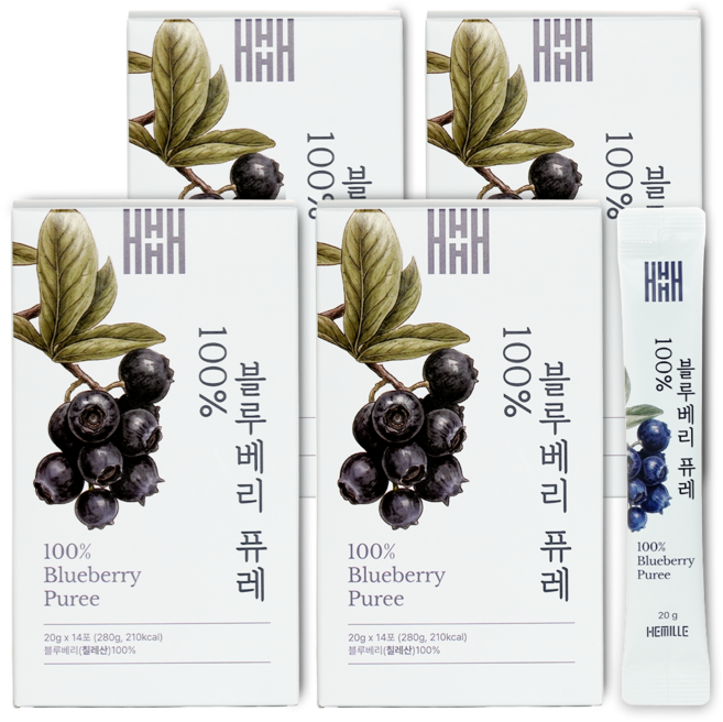 헤밀레 통째로 블루베리 퓨레 100% 스틱(안데스산맥 채취), 56개, 20g