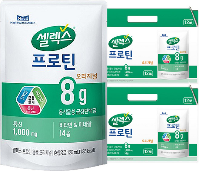 셀렉스 프로틴 파우치 음료 오리지널, 125ml, 24개