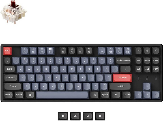 Keychron K8 Pro QMKVIA 무선 기계식 키보드 핫 스왑 가능한 알루미늄 프레임 TKL 맞춤형 프로그래밍 RGB 백라이트 Gateron G Red 스위치, Brown Switch, 텐키리스