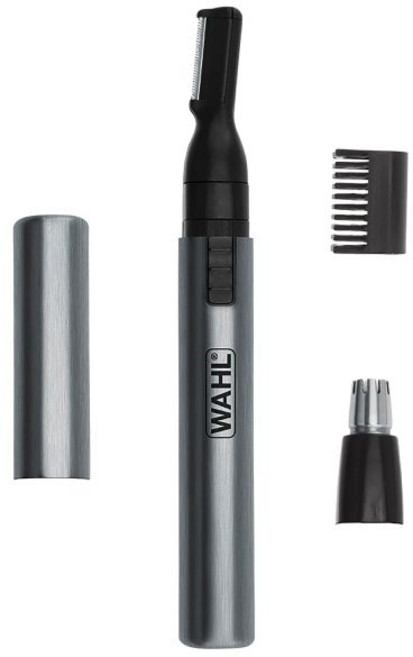 Wahl 눈썹 목선 코 귀 기타 디테일을 위한 헹굼 가능하고 교체 가능한 헤드로 위생적인 그루밍을 월 마이크로 그룸맨 배터리 개인 트리머 05640-600, 4 Piece Set