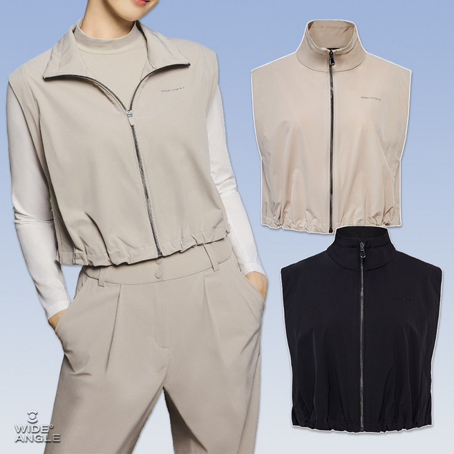 여성 골프조끼 집업 카라조끼 루즈핏 하이넥 베스트 와이드앵글 골프웨어 WWP25681