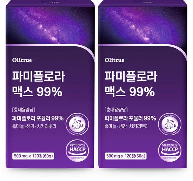 대용량 파미 플로라 99% 흑마늘 생강 HACCP인증, 2개, 120정 - 쿠팡
