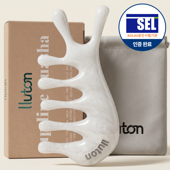 lluton 안심소재 얼굴 두피 괄사 마사지기, 밀키 화이트, 1개