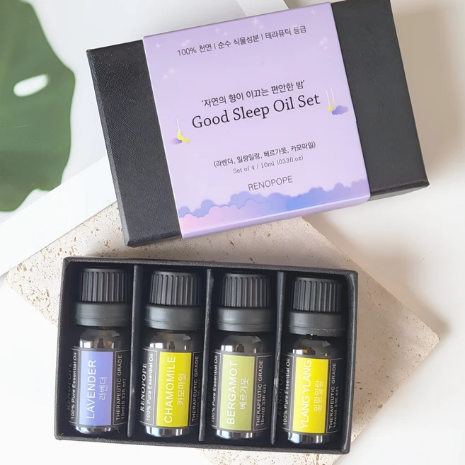 레노포프 수면 숙면 천연 아로마오일 4종 SET 테라피등급 퓨어 에센셜오일, 수면 아로마오일 4종세트, 1개, 10ml - 쿠팡