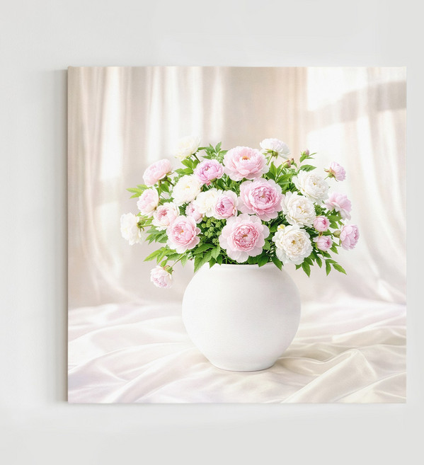 [인메이블] 복들어오는 풍요 데이지 달항아리 꽃 그림 6종 캔버스 액자 봄맞이 인테리어 집들이 선물 대형 개업 카페 선물 금전운, 04.사랑과 행운 피오니