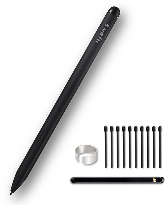 킹 라이트 MR05 EMR 스타일러스 주목할 만한 2 디지털 지우개가 있는 스크라이브 4096 압력 민감도 손바닥 거부 EMR 장치용 디지털 펜 태블릿 블랙, Black, 1개
