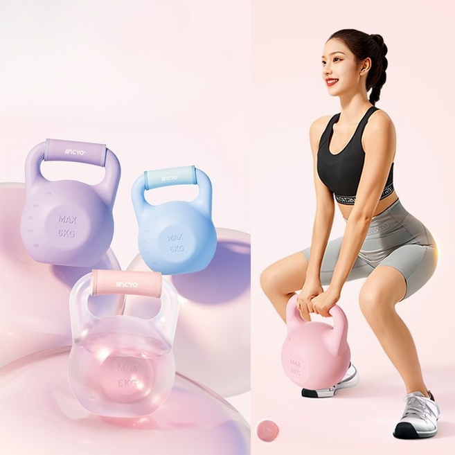 에이트 전신운동 물 주입식 무게 조절 케틀벨, 1개, 6kg, 핑크