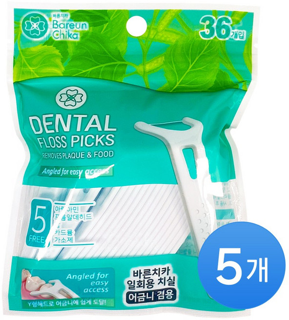 보성 어금니 일회용 치실 Y형 손잡이, 36개입, 5개