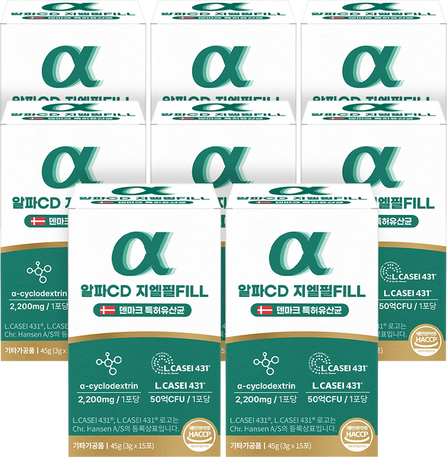 알파CD 지엘필 FILL 알파시클로덱스트린 GLP-1 덴마크 특허 유산균 L.CASEI431 3g x 15포, 15회분, 8박스