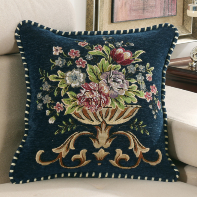 서플라이랩 앤틱 인테리어 클래식 자카드 쇼파쿠션 국산솜 포함, 옵션5. 클래식블루