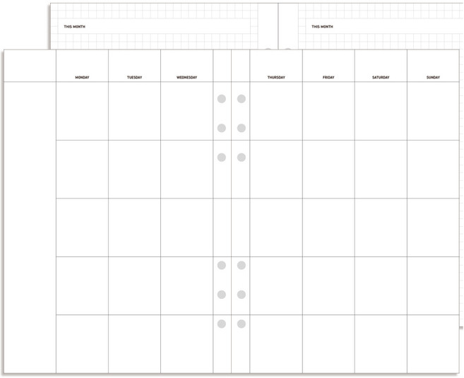 데이스테이션 6공 A5 25절 바인더 리필 먼슬리 플래너, 월요일 시작, 분리형 심플