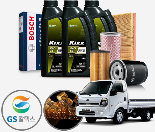봉고3승합(04~) 2.5/2.9 디젤 엔진보호 킥스파오 5W30 5W40 합성엔진오일 필터세트 7리터, 1개, 7L