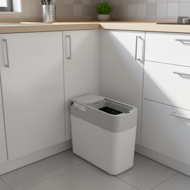 지능형 센서 쓰레기통 가정용 자동 슬라이드 뚜껑 흡착식 봉투 펼침 거실 화장실용 자동 쓰레기통, 흰색 JD-LJT0912W