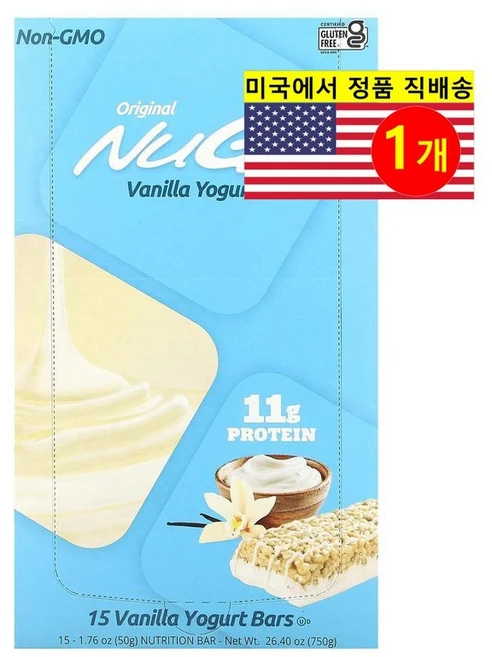 NuGo Nutrition 영양 건강 스낵 오리지널 바닐라 요거트 바 15개입 750g 1개 - 쿠팡
