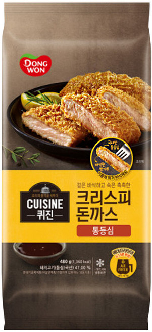 [냉동] 동원 퀴진 크리스피 돈까스(통등심) 480g, 1개