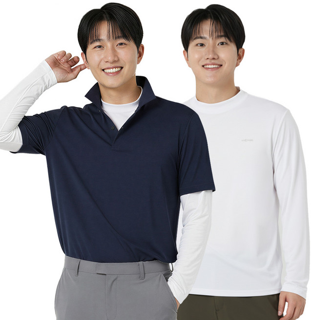 아소트 프리미엄 스포츠 골프 이너웨어 자외선차단 UV 쿨링 남성 반폴라 티셔츠