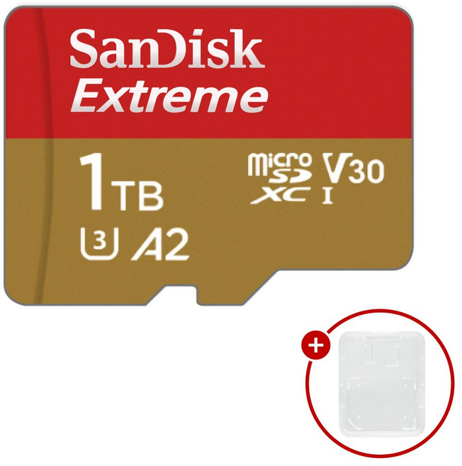 샌디스크 마이크로SD카드 Extreme 익스트림 SDSQXA + SD카드 케이스, 1개, 1TB