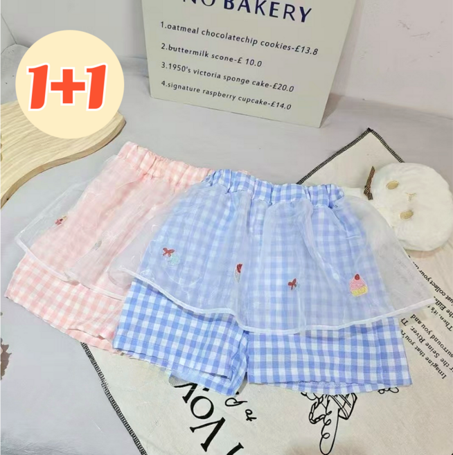 하와즈 상큼샤 레이어드 체크무늬 반바지 1+1