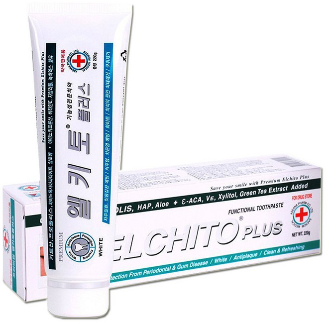 프리미엄 엘키토플러스 화이트치약 기능성전문치약, 220g, 2개