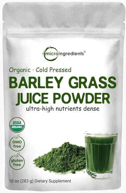 Micro Ingredients 유기농 보리 잔디 주스 파우더 283.5g(10온스) 냉압착 제품 미국에서 재배 면역 비타민 섬유질 미네랄 항산화 물질 및 단백질이, 1개, 283g - 쿠팡