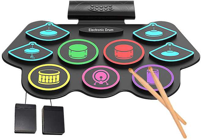便攜式電子鼓 MIDI連接 DTX互動遊戲 USB供電, 1套, 3D加厚款 智能電子鼓