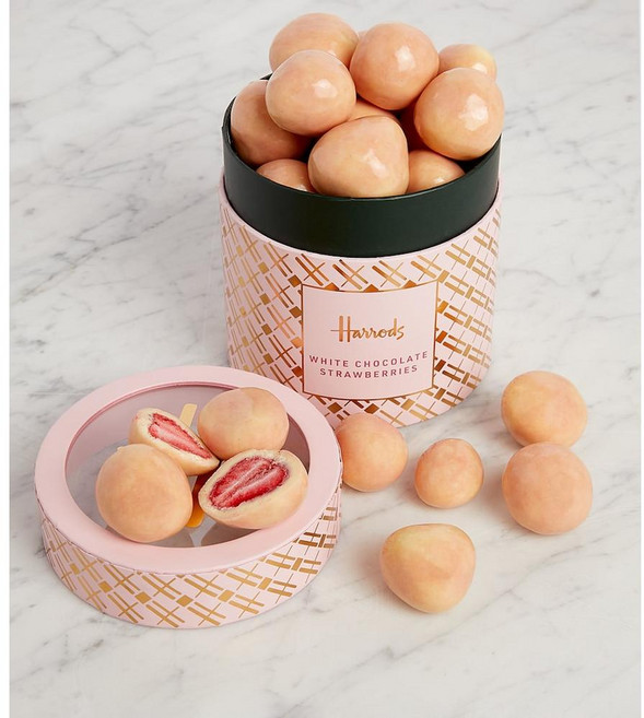 영국 헤롯백화점 헤로즈 Harrods White Chocolate Strawberries 화이트 초콜릿 딸기, 225g, 1개