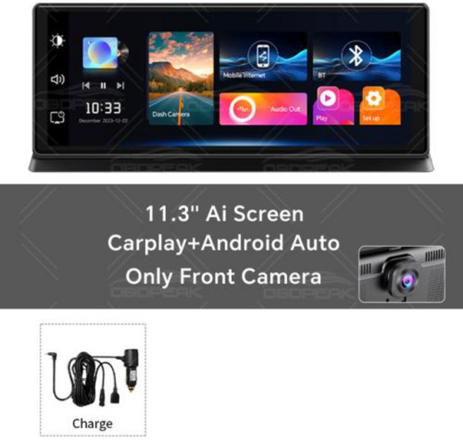 K2 프로 11.3 인치 대시 자동차 DVR 카플레이 및 안드로이드 자동 무선 5G GPS 내비게이션 4K 2160P, 3) Single Len - No TF Card