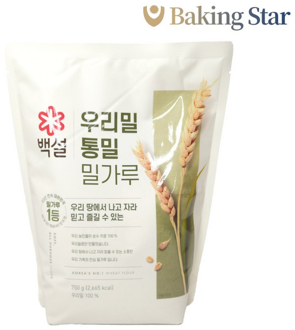 백설 통밀 영양가득 곱게빻은 밀가루, 750g, 1개