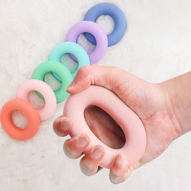 실리콘 미니 도넛 악력기 강도조절 투웨이 전완근 운동 기구, 1개, 일반형 블루