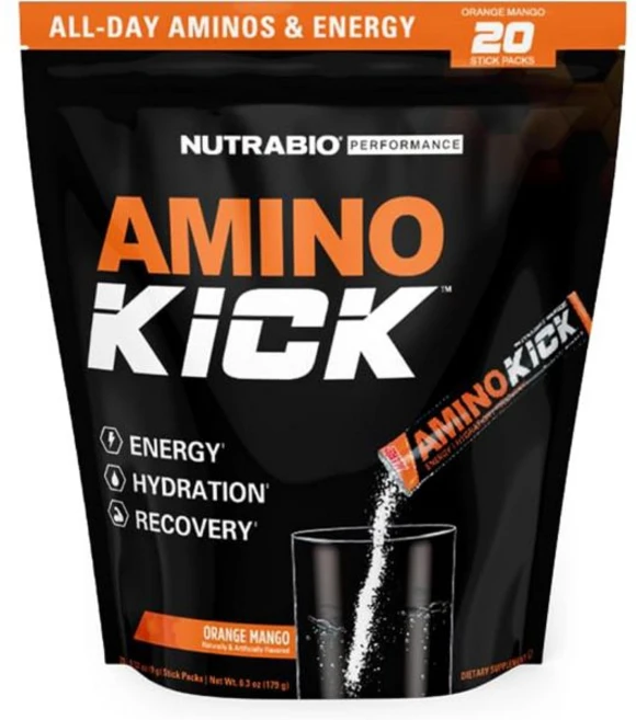 뉴트라바이오 NutraBio – Amino Kick – All in One Performance Formula Energy Hydration Recovery 20 Servi, Orange Mango, 1개, 170g - 쿠팡
