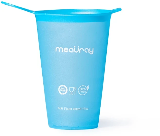 휴대용 마라톤 러닝 워터 컵 마운틴 스포츠 소프트 편리한 레이스 필수 장비 Meauray 브랜드, 01 연한 파란색, 02 실버 후크가 달린 물컵