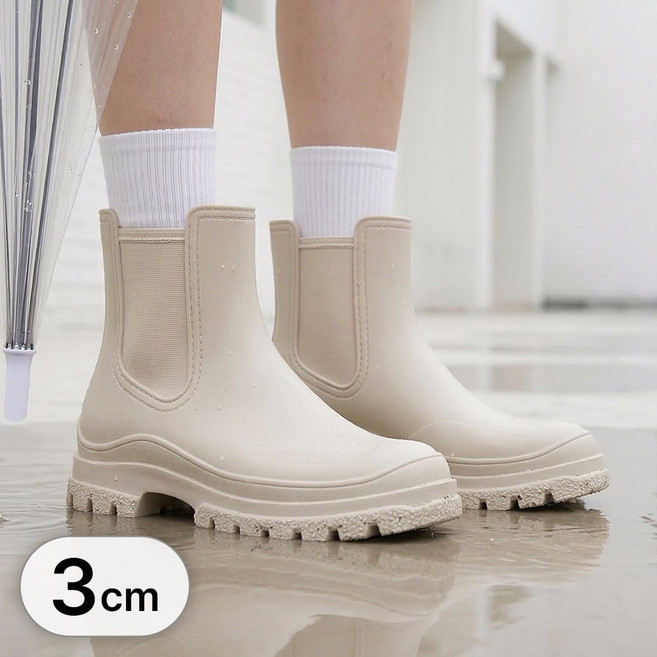 라뷰드 여성 미끄럼 방지 첼시 레인 부츠 비오는 장마 발편한 방수 장화 여름 캐주얼 패션 키높이 통굽 신발 3cm
