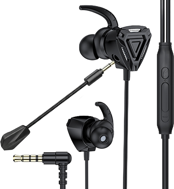 젠트 마이크 탈부착 게이밍 유선 이어폰, 실버, 3.5mm