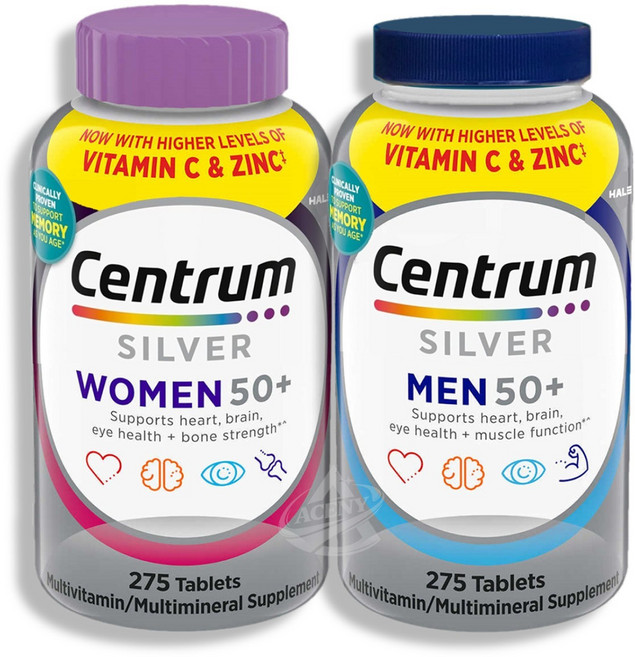 센트룸 실버 50세이상 여성용 275타블렛 + 남성용 275 타블렛 멀티비타민 (275T+275T), 2개, 275정