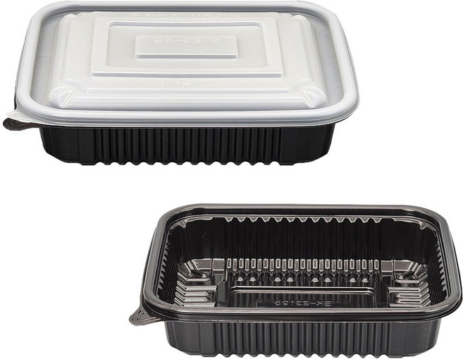 사각찜 용기 소 블랙 23195 용기 뚜껑 각 200개, 1박스, 200개입