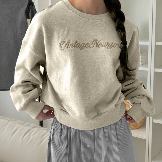 마이쏭 여성 봄신상 고퀼리티 세미크롭 VinN자수레터링맨투맨