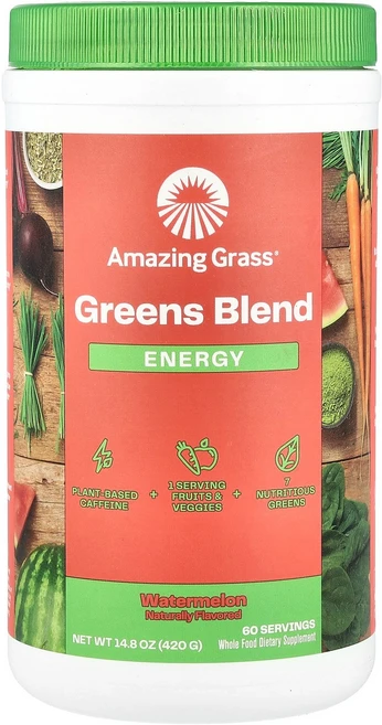 Amazing Grass Greens Blend Energy Watermelon 14.8 oz 420 g, 420g, 1개 - 쿠팡
