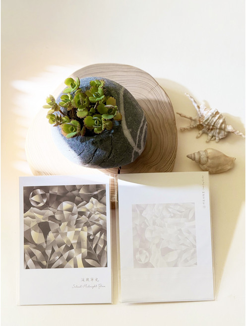 萬用卡 明信片 女性抽象繪畫 深夜寧光 Silent Midnight Glow - 祝福卡片, 咖啡高山, 1個裝