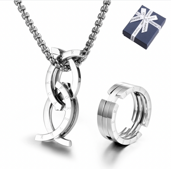 Everly 티타늄스틸 변형 반지 팬던트 남성 목걸이