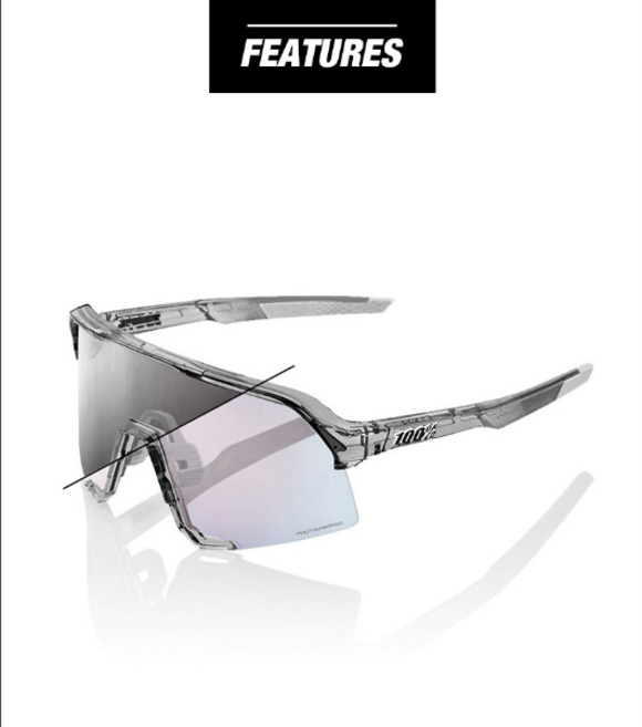 자전거고글 100%고글 s3 60005-00037 트랜슬러센트 그레이 로즈미러변색, 60005 00037