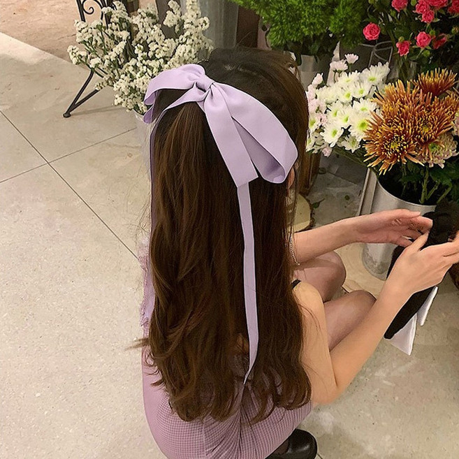 1p/2p 청순 롱끈 리본핀 긴리본 왕리본 롱리본 헤어핀 긴머리핀 반묶음핀
