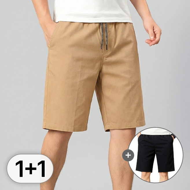 루크 2개 세트 남성 데일리 밴딩 반바지 봄여름 끈조절 5부 4부 기본 하의 심플한 베이직 무지 팬츠