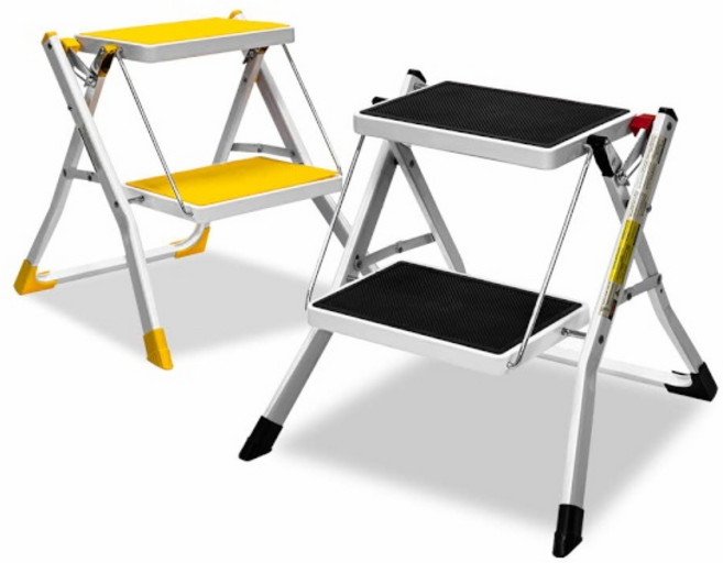 (로티) 로티홈시스 접이식 발판 사다리 2단, 올블랙, 1개