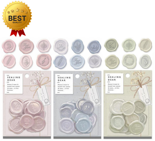더공감 청첩장 스티커 웨딩 입체 실링 스탬프 스티커 세트, 54p, 퓨어핑크 세트