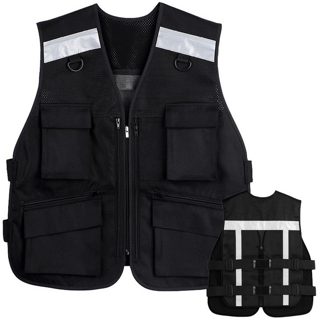 여름 퀵서비스 라이더 작업복 망사 조끼 V33, 1개, 블랙